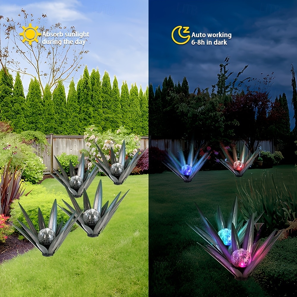 1 stuk decoratieve buitenlamp op zonne-energie in de vorm van een agave, met kleurveranderende led, voor tuin, erf, gazon en padverlichting – perfect voor bruiloften, feestdagen, feesten, terrassen en 2026 - $26.99 –P6