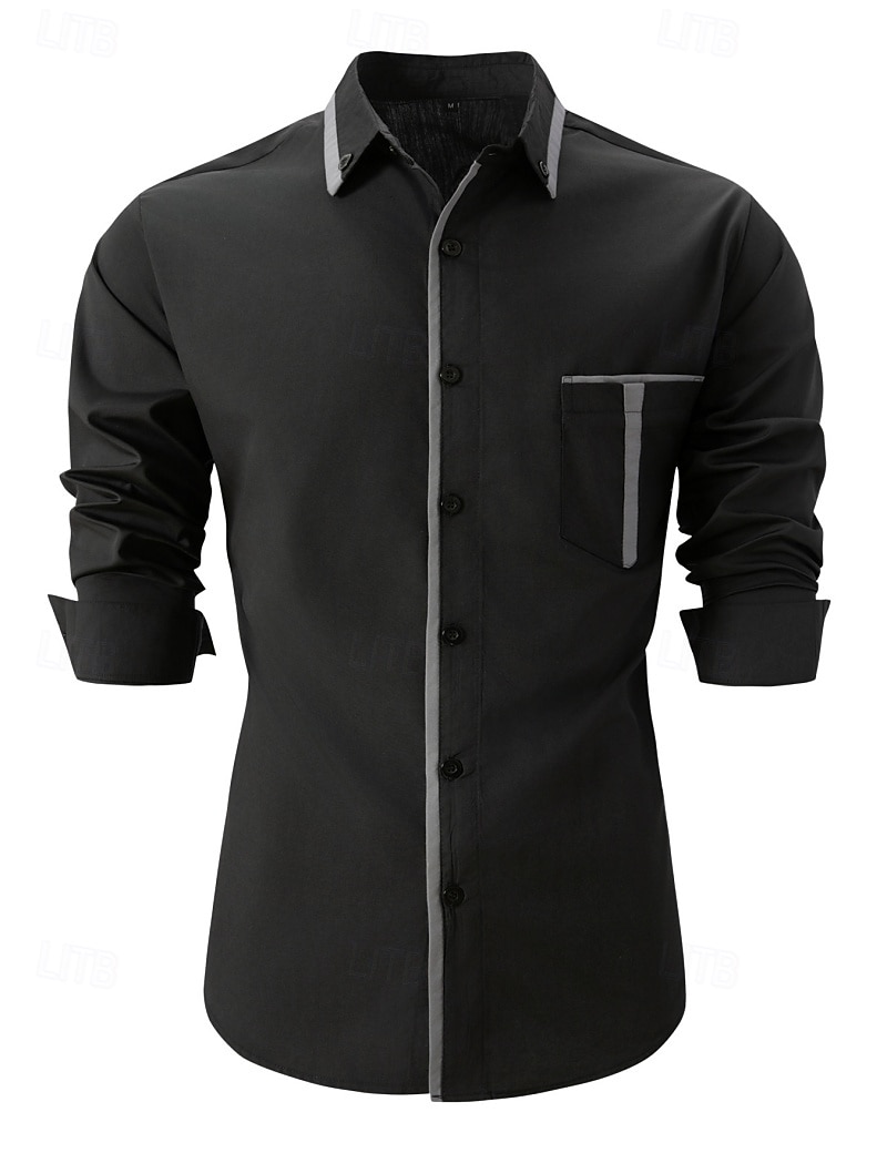 Voor heren Overhemd Button-down overhemd Lapwerk Casual Dagelijks Zwart Wit Rood Marineblauw Lange mouw Strijkijzer Zomer Lente Kleding Zak 2026 - E£1506.04 –P3