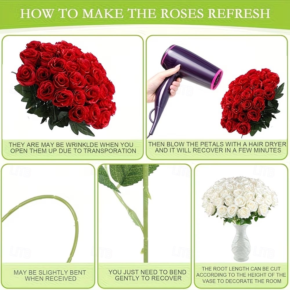32pcs Lifelike Rose Artificial Flowers - UV-Resistant Fabric, Perfect for Potted Plants, Porches, and Patios, Suitable for July 4th Independence Day, Memorial Day Decorations, and Home Decor 2026 - $17.99 –P6