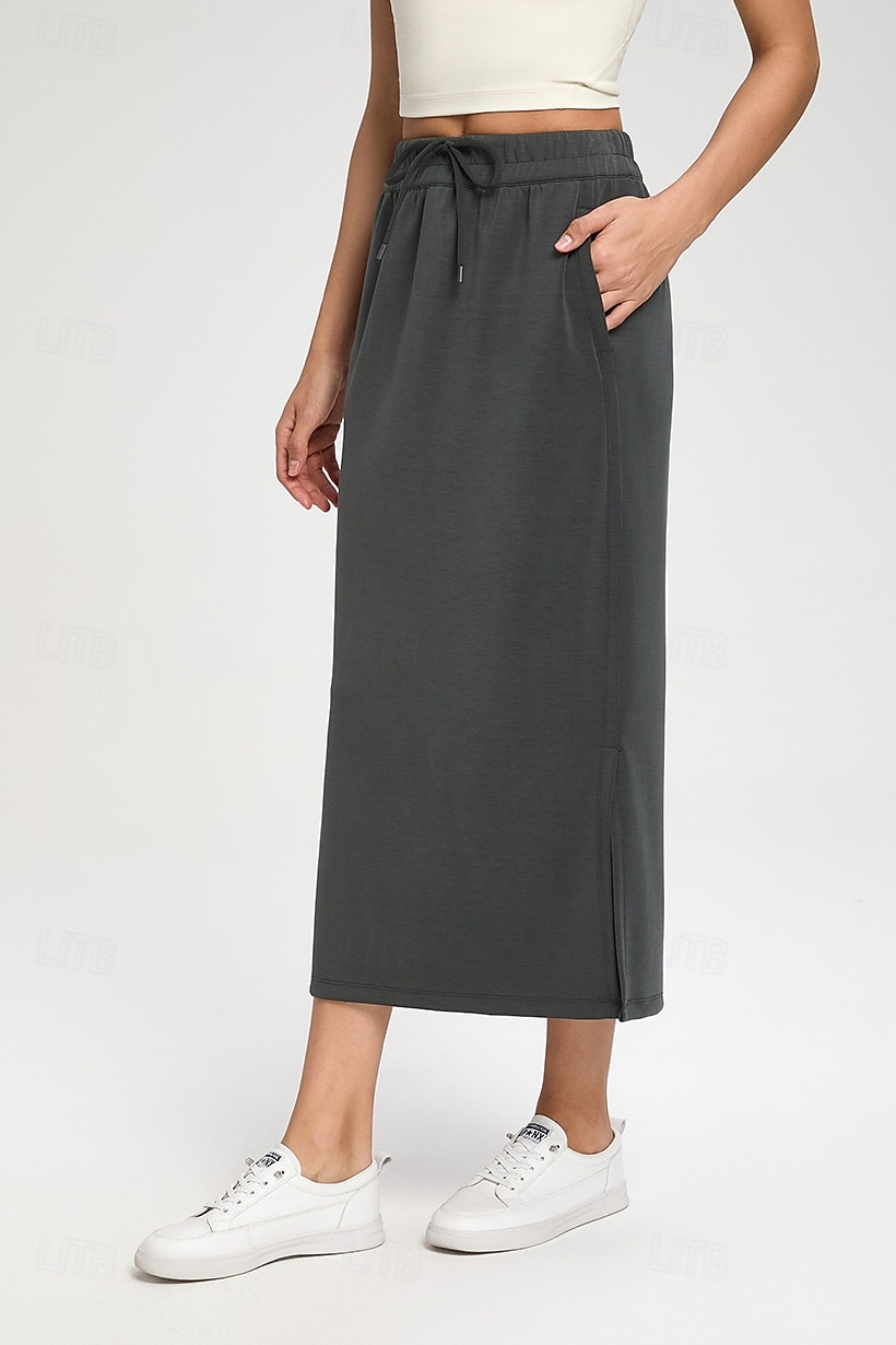 Dames Tennis- en golfrokken Casual Midi Hoge taille Rokken Rekbaar Fitness Grafietgrijs Gedistilleerde koffie Wit Lente 2026 - $43.99 –P2
