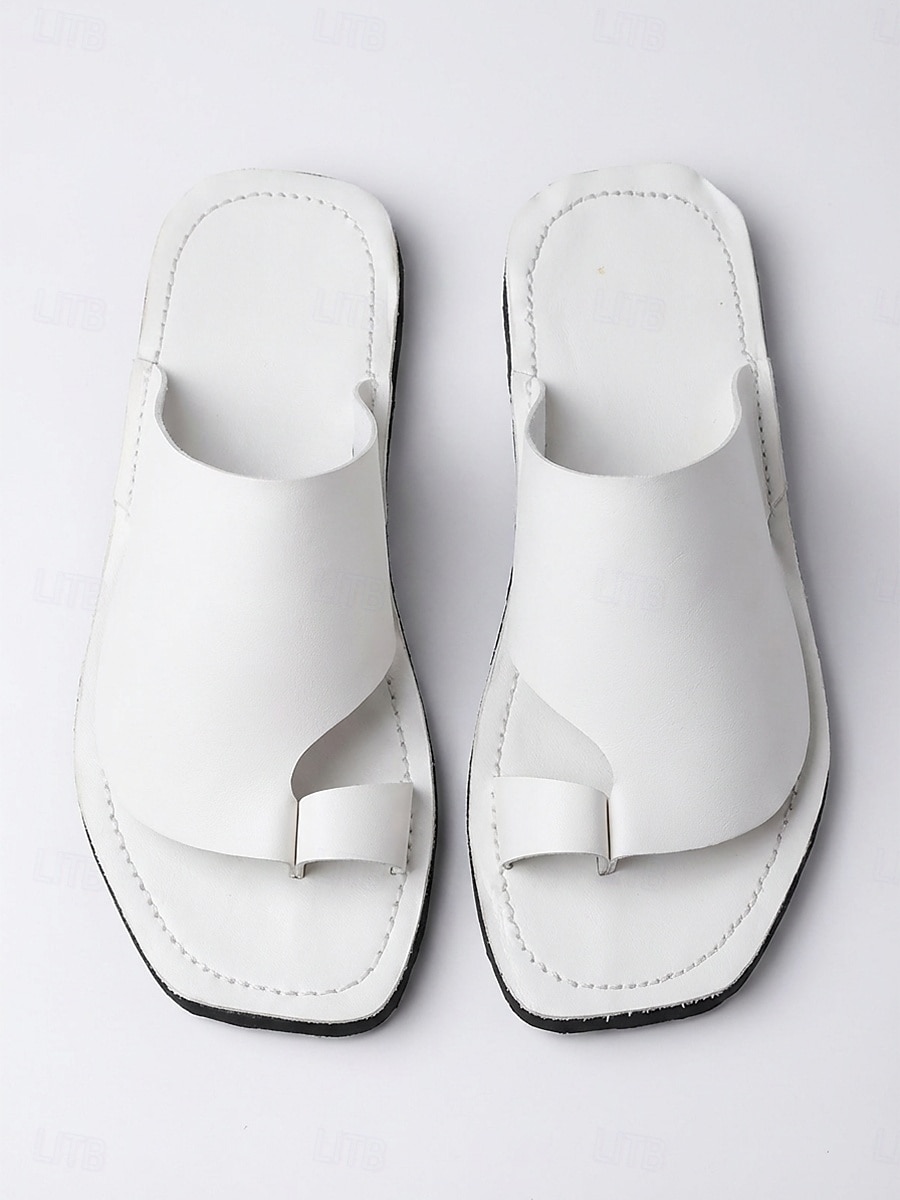 Witte herensandalen met gekruiste bandjes, lichtgewicht, open teen, comfortabele instapschoenen voor de zomer, casual minimalistische schoenen, perfect voor eiland- en cruisevakanties, strandvakanties en wandelingen in resorts. 2026 - $34.99 –P3