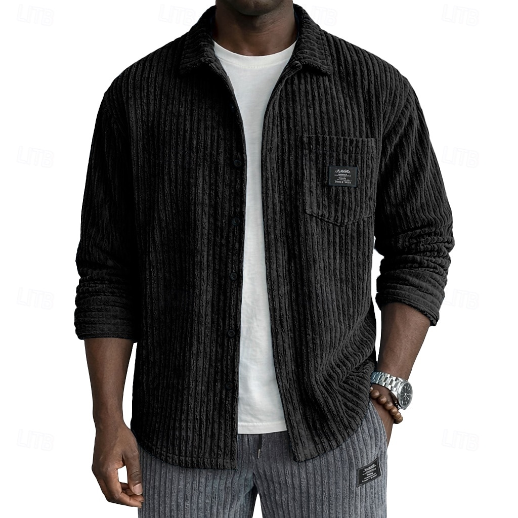 Herr Skjorta Casual skjorta Manchesterskjorta Knapp upp skjorta Svart Vit Vinröd Marinblå Khaki grön Långärmad Slät Tröjkrage Ledigt Dagligen Framficka Kläder Elegant Mode Ledigt 2026 - $26.99 –P7