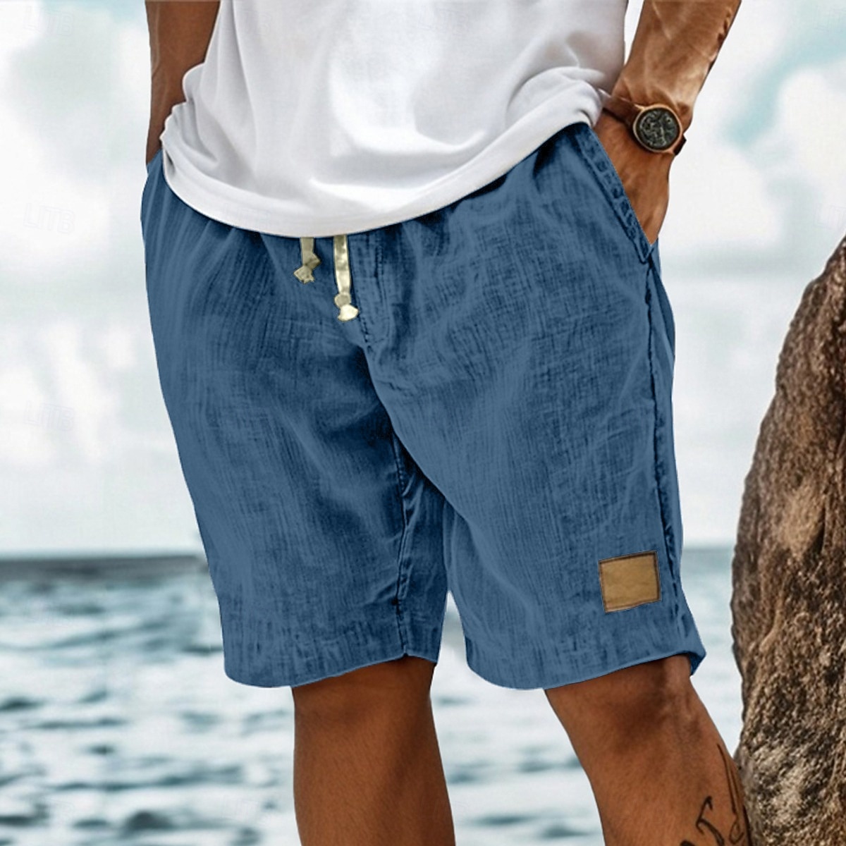 Ανδρικά Σορτσάκια Καλοκαιρινό σορτς Σορτς παραλίας Τσέπη Ελαστική μέση Κορδόνι Σκέτο Άνεση Αναπνέει σύντομο Διακοπές Αργίες Παραλία Χαβανέζα Μπόχο Μαύρο Ανθισμένο Ροζ 2026 - $22.99 –P12
