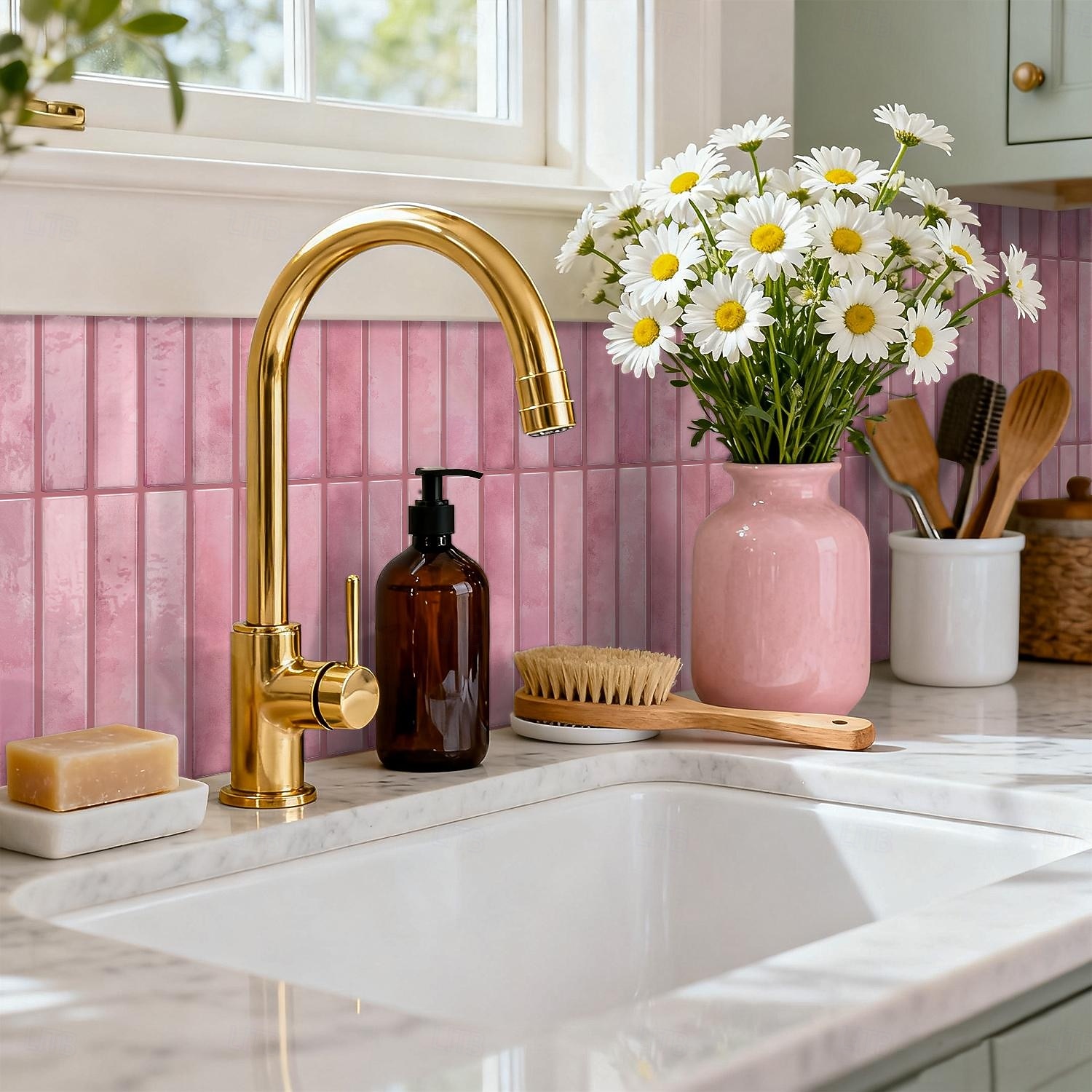 20pcs 3d Self-Adhesive Wall Imitation Tile Sticker, Removable Wall Sticker With Pink Decorative Pattern, Used For Kitchen Back Fender, Bedroom And Living Room Decoration Home Wall Renovation Decorativ 2026 - $45.99 –P3