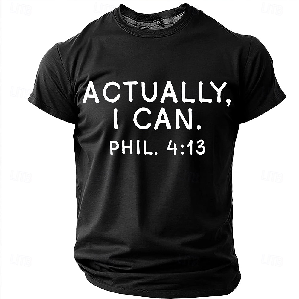 Men's Bible Actually I Can Phil 4 13 Bible Verse Inspirational Christian Faith Motivational T Shirt Graphic Casual Short Sleeve Church Wear Daily Gift Designer Clothing Apparel 2026 - $19.99 –P2