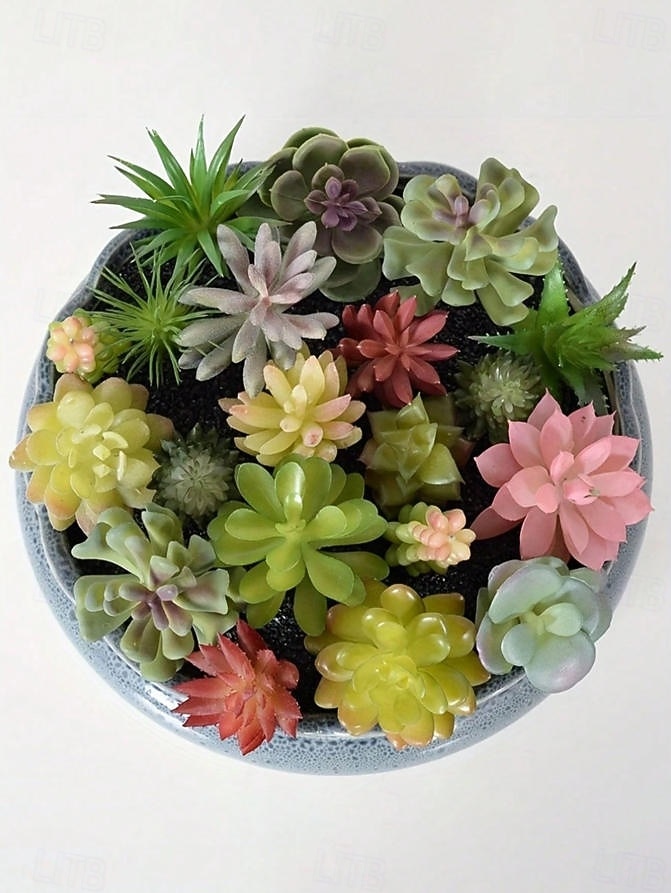 Piante grasse artificiali, eleganti decorazioni finte in vaso per scrivania e davanzale, composizioni realistiche di piante grasse senza vaso per casa, ufficio e centrotavola. del 2026 a $15.99 –P6