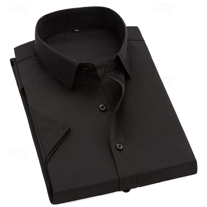 Men's Shirt Dress Shirt Button Up Shirt Plain Daily Business Light Blue Black White Pink Short Sleeve Turndown Spring All Seasons Clothing Apparel 2026 - $21.99 –P5