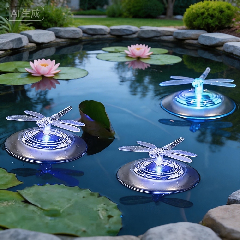 Lot de 2 lampes flottantes LED solaires colorées en forme de papillon et de libellule, idéales pour décorer un jardin, une fontaine, une piscine ou un bassin. de 2026 ? $30.99 –P5