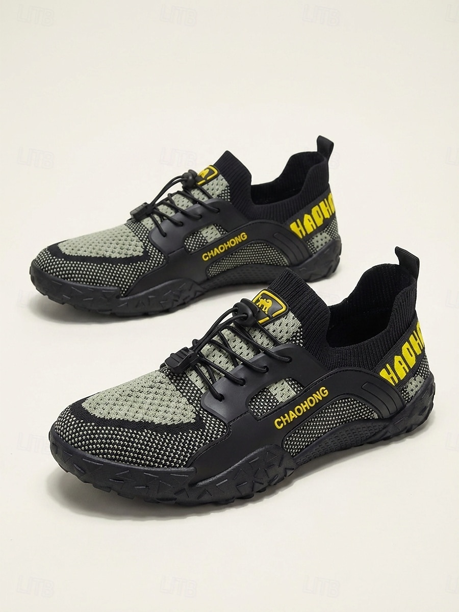 Men's Gray and Black Outdoor Sneakers Lace-Up Lightweight Breathable Comfort Walking Shoes Durable Sport Casual Footwear for Outdoor Resort, Vacation Travel, Warm Weather 2026 - $34.99 –P4