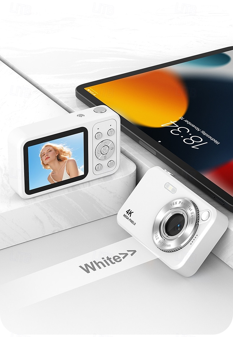 Câmera digital 4K para fotografia, 64MP, com foco automático, ideal para vlogs no YouTube, zoom de 16x, compacta, perfeita para estudantes, iniciantes e adolescentes. Câmera portátil do tipo "apontar de 2026 por $44.99 –P18