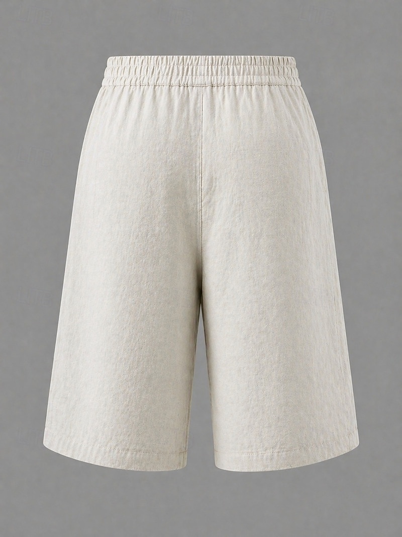 Femmes Pantalon effet lin Bermuda Pantalon capri Shorts Décontracté Quotidien Court Taille Moyenne Uni Poches Latérales Respirabilité Confortable Non Elastique Sortir Week-end Noir Blanche Jaune Vert de 2026 ? $7.99 –P11