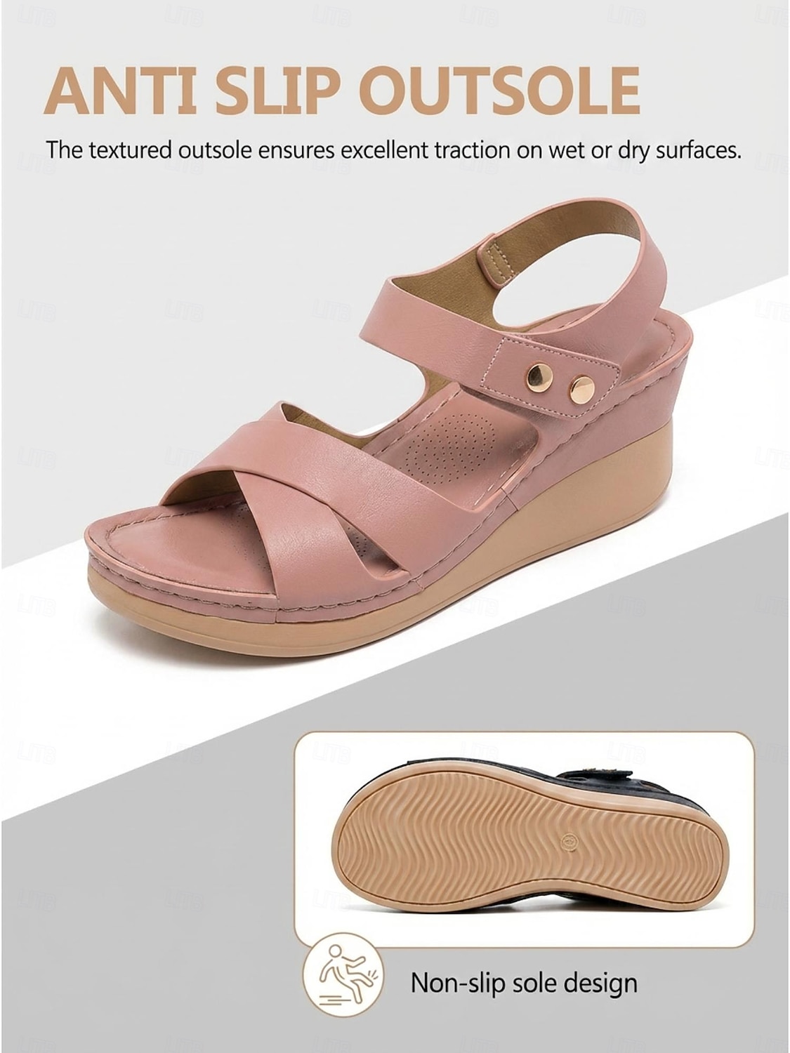 Women's Pink Arch Support Wedge Sandals – Light Weight Cross Strap Comfort Sandals, Adjustable Cushioned Summer Shoes for Walking, All-day Comfort & Daily Wear 2026 - $34.99 –P4