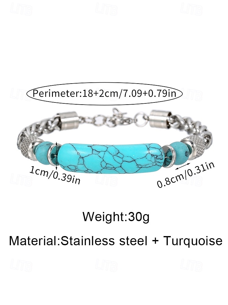 Men's Bohemian Titanium Steel and Natural Stone Bracelet, Multi-Color Beaded Chain Bracelet for Beach Vacation, Casual Summer Outfits and Everyday Wear 2026 - $11.99 –P9