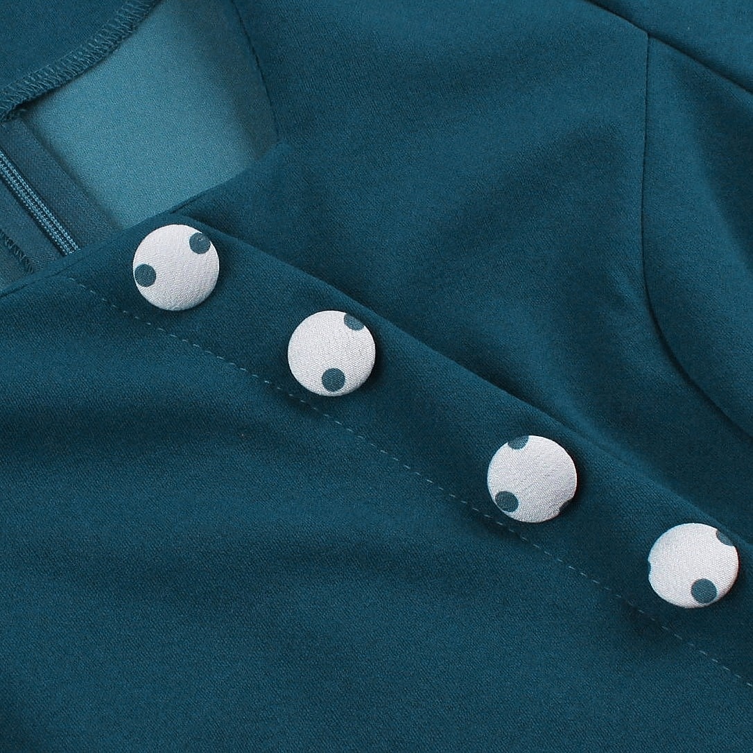 Anos 50 Rockabilly Meio-dia Vestidos Mangas curtas Laço Poá Decote Quadrado Fantasia Mulheres Casual Dia a Dia Festa de Chá Adulto Vestido Primavera Verão de 2026 por $44.99 –P4