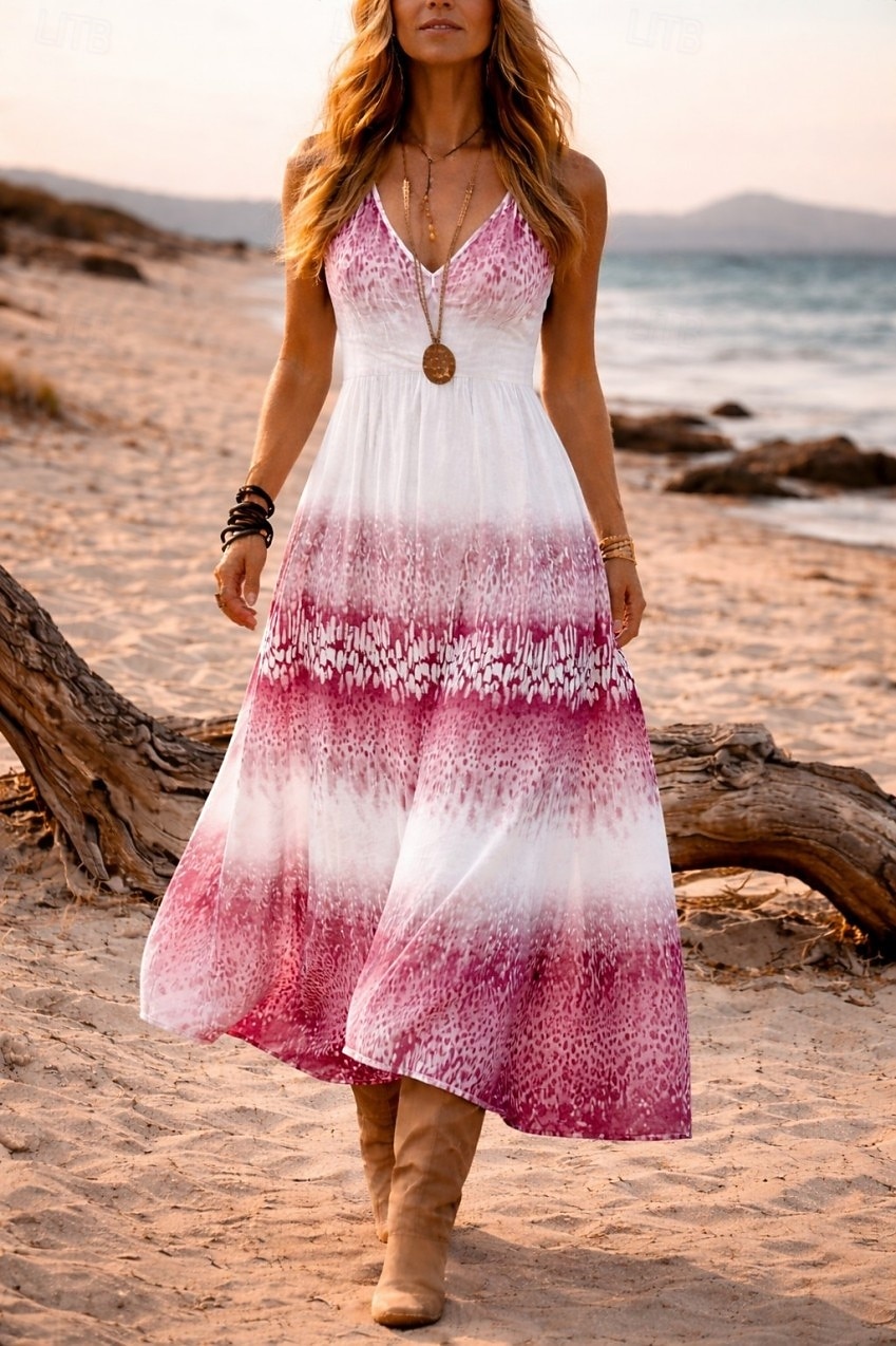 Music Festival Women's Midi Dress Western Boho Beach Sundress A Line Dress  Backless Dress Vacation Casual