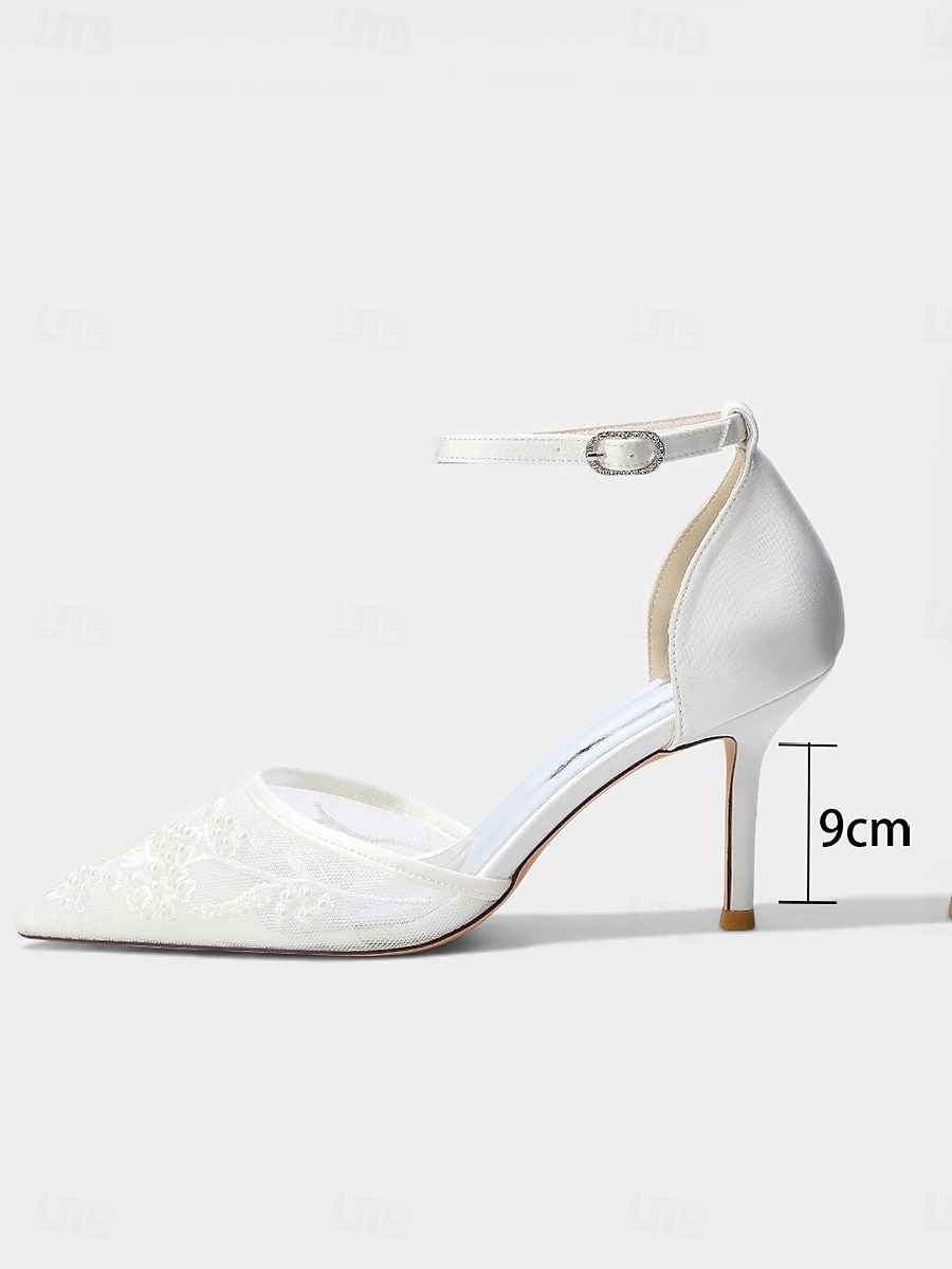 Sapatos de salto agulha bordados em azul marinho para mulheres – elegantes sapatos de festa com tira no tornozelo. de 2026 por $59.99 –P3