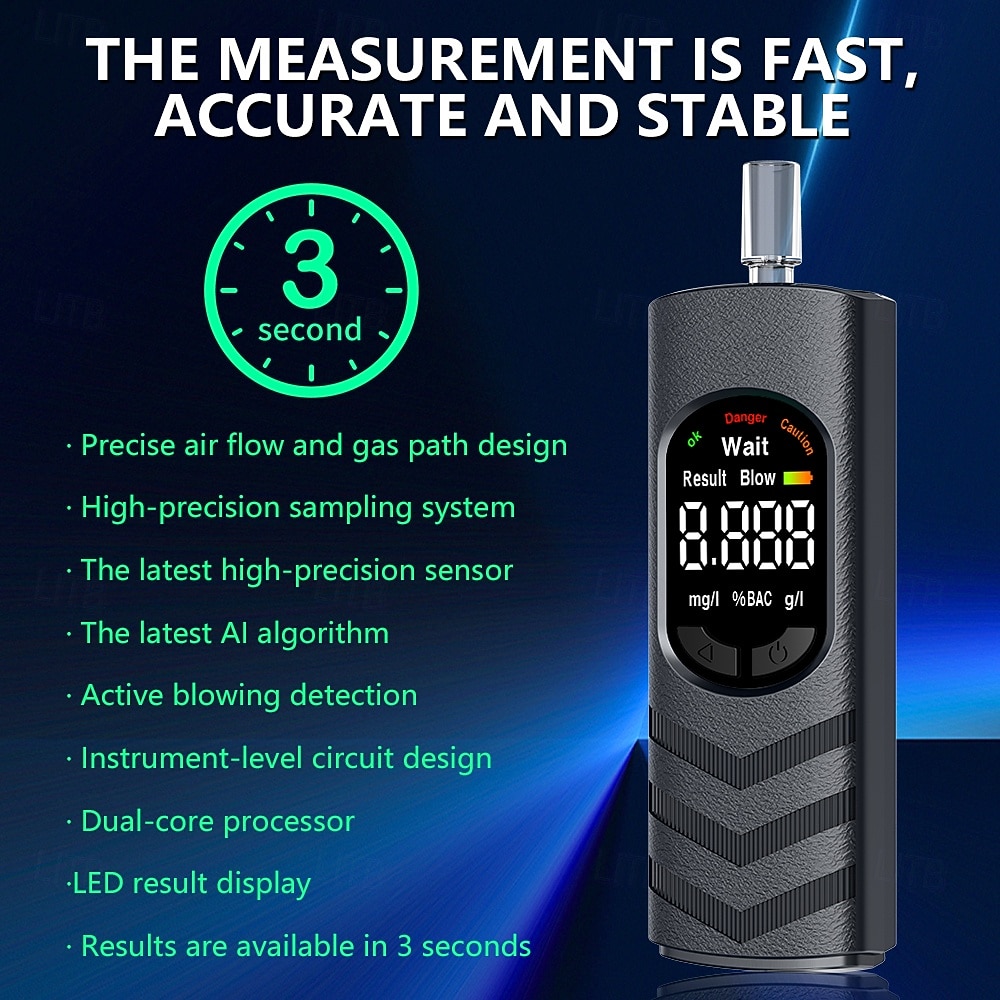 Professional Breathalyzer Alcohol Tester, High Precision Fuel Cell Electrochemical Sensor, Portable Digital Alcohol Detector, USB Type-C Rechargeable for Personal & Home Use 2026 - $28.99 –P2