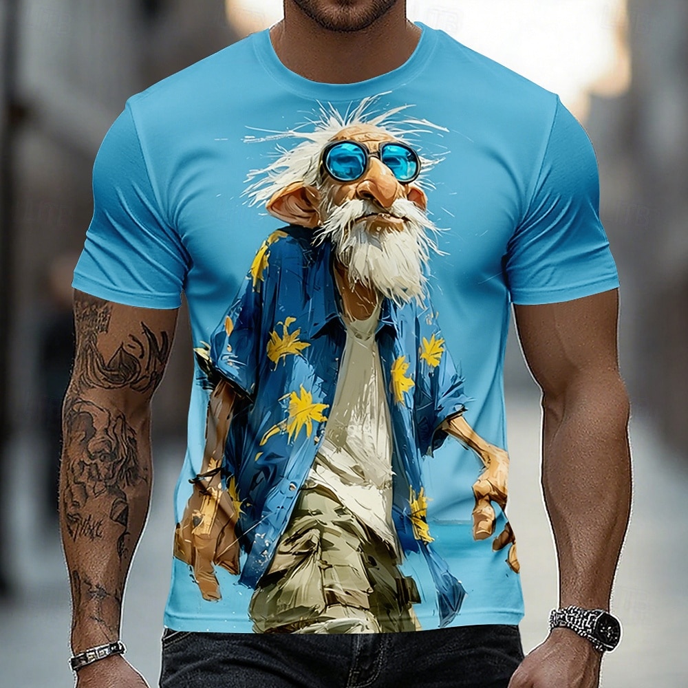 Voor heren Ombre Oude man T-shirt Korte mouw T-shirt 3D-afdrukken Strakke ronde hals Overhemd Grappig Casual Dagelijks Straat blauw Licht Blauw Groen Zomer Lente Kleding S M L XL 2XL 3XL 2026 - $18.99 –P1
