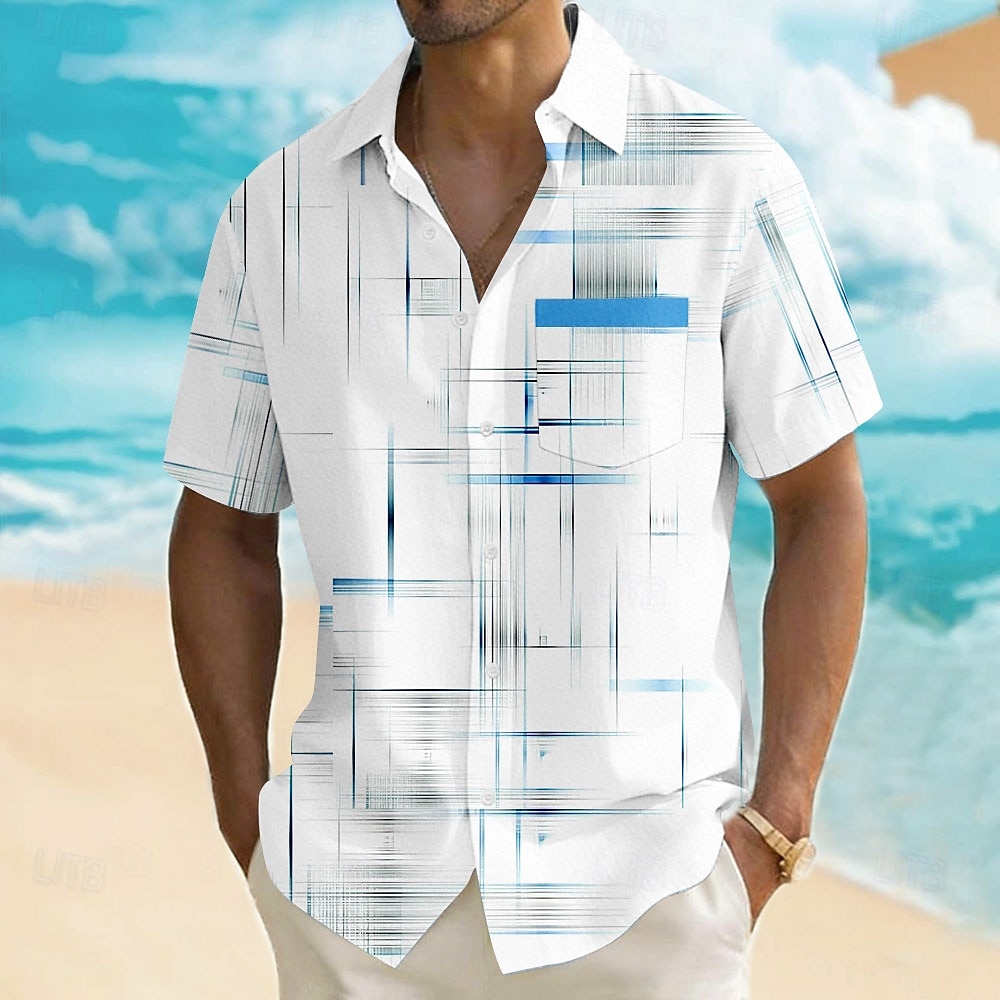 Per uomo Geometrico Sfumatura Linea Camicia Camicia Estiva Camicia con Bottoni Manica Corta Business Casual Quotidiano Lavoro Ferie Estate Primavera Collo ripiegato Stampa 3D Una tasca anteriore del 2026 a $25.99 –P1