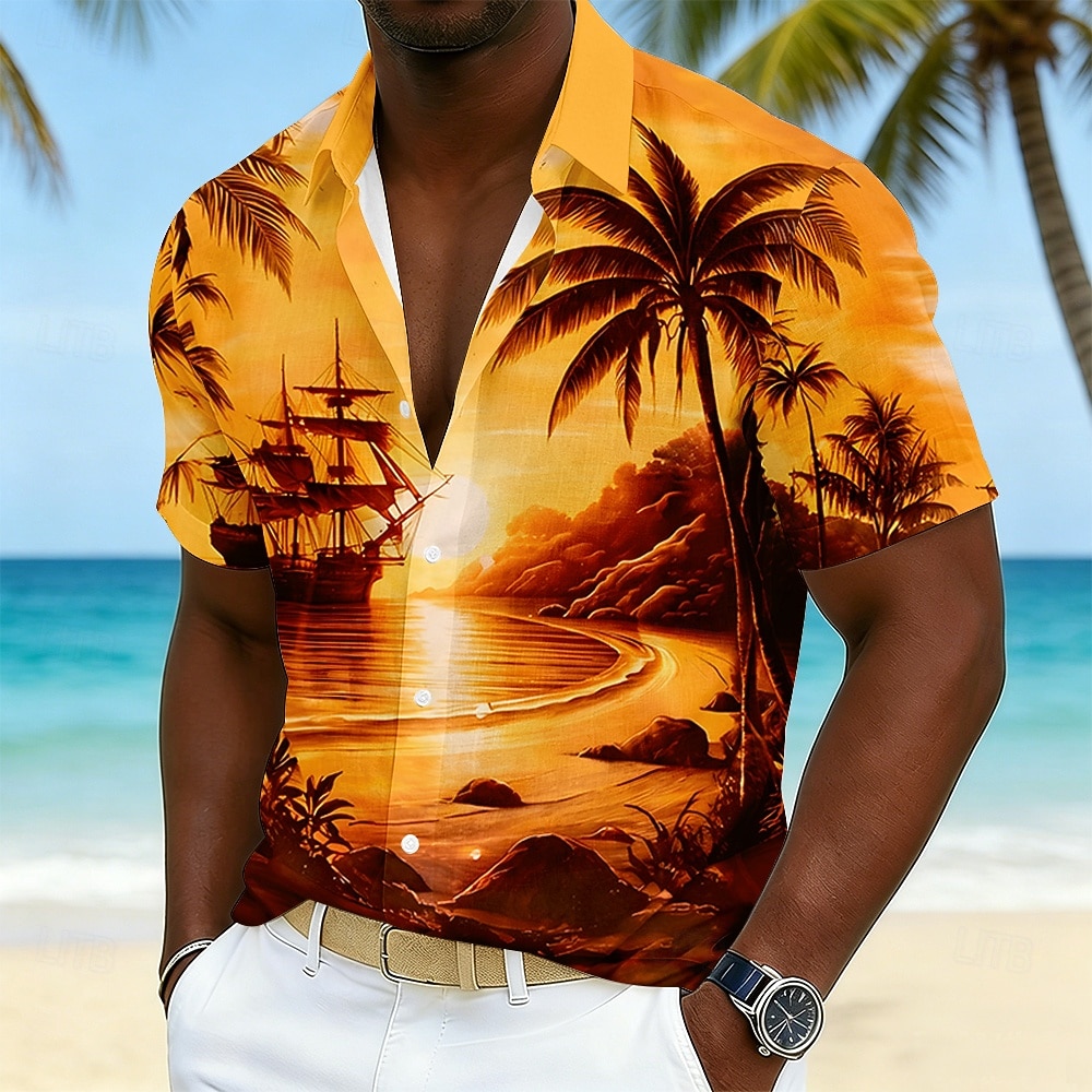 Herren Kokospalme Natur & Landschaft Tropische Pflanzen Sommer Hawaiihemd Tropische Hemden Alohahemd Kurzarm Hawaiianisch Strandurlaub Sommer Frühling Umlegekragen 3D-Druck Hemden mit Knopfleiste 2026 - $25.99 –P1