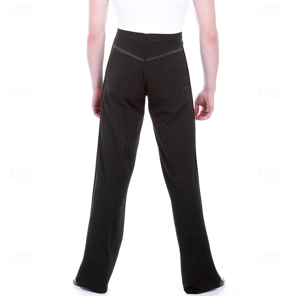 Pantaloni de dans latino pentru bărbați - talie înaltă cu bandă laterală din satin, pentru dans de salon, salsa &performanță profesională 2026 - $73.99 –P2