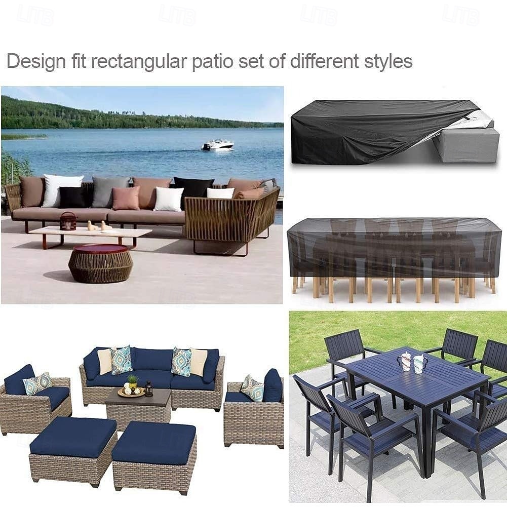 Patio Furniture Covers Black Outdoor Rectangular Square 210D Oxford Cloth Garden Table Chair Set Protective Cover with Drawstring Waterproof Dustproof UV Resistant Cover (180x150x80cm) 2026 - $20.99 –P5