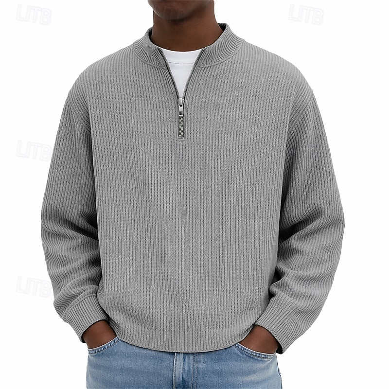 Férfi Pulóver Kordbársony Negyed cipzáras pulóver Fekete Világoszöld Burgundi vörös Sötétkék Sötétzöld Álló gallér Sima Texturált Hétköznapi Napi Sport & Szabadtéri Utcai sikk Menő Sportruházat 2026 - $24.99 –P5