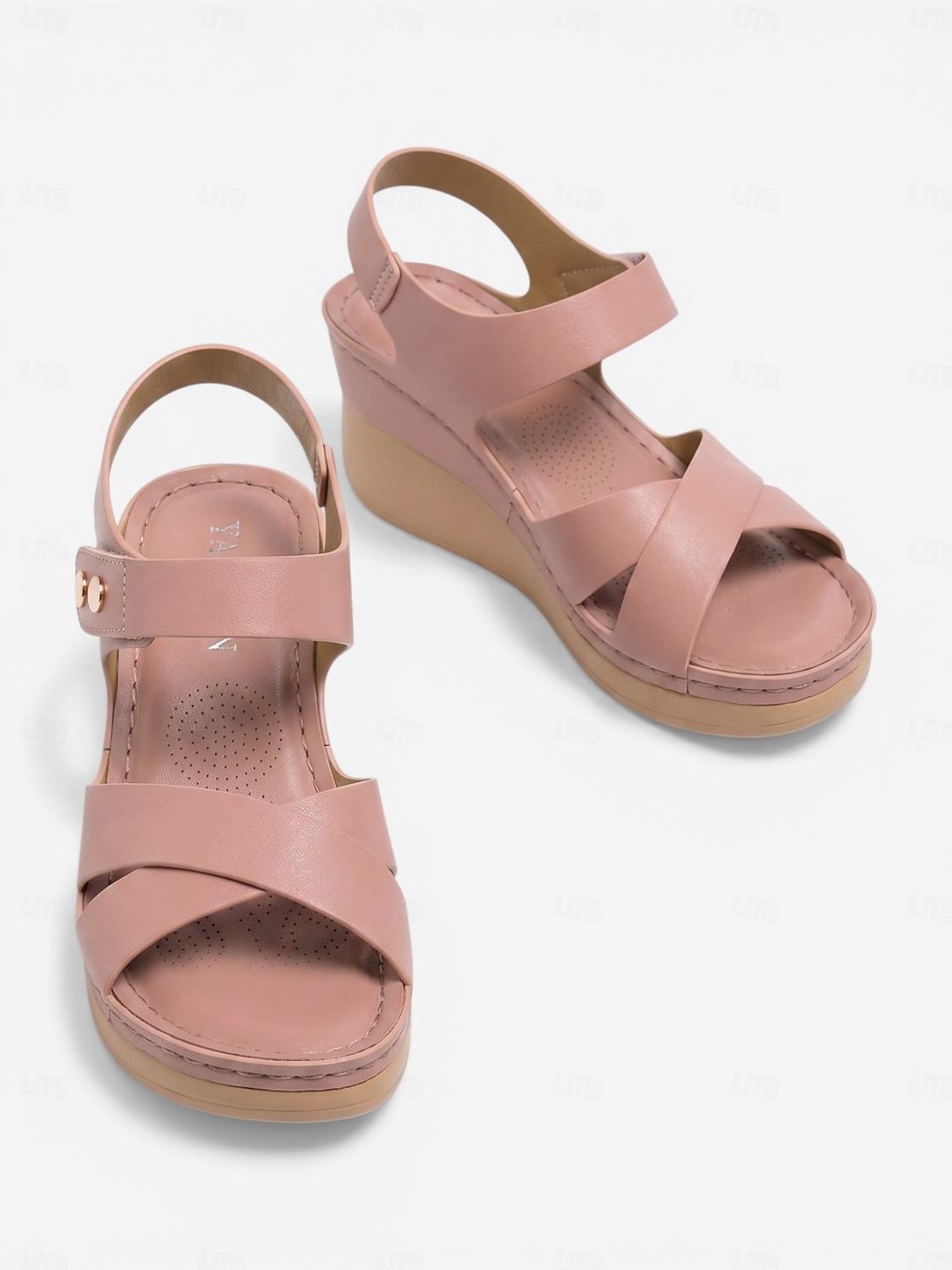 Women's Pink Arch Support Wedge Sandals – Light Weight Cross Strap Comfort Sandals, Adjustable Cushioned Summer Shoes for Walking, All-day Comfort & Daily Wear 2026 - $34.99 –P6