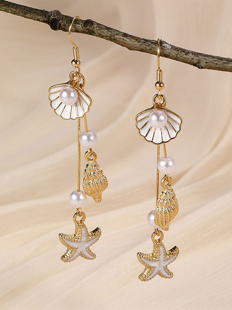 Women's Bohemian Alloy Starfish Shell Tassel Earrings, Multi-Color Beach Drop Dangle Earrings for Vacation Travel, Resort Style and Everyday Casual Wear 2026 - $7.99 –P7