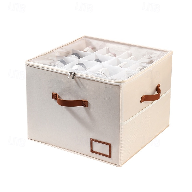 Organizator de pantofi pentru dulap, cutii de depozitare a pantofilor din material textil cu capac transparent - cutii de depozitare a pantofilor pliabile, rezistente la umiditate, secționate, 2026 - $32.99 –P1