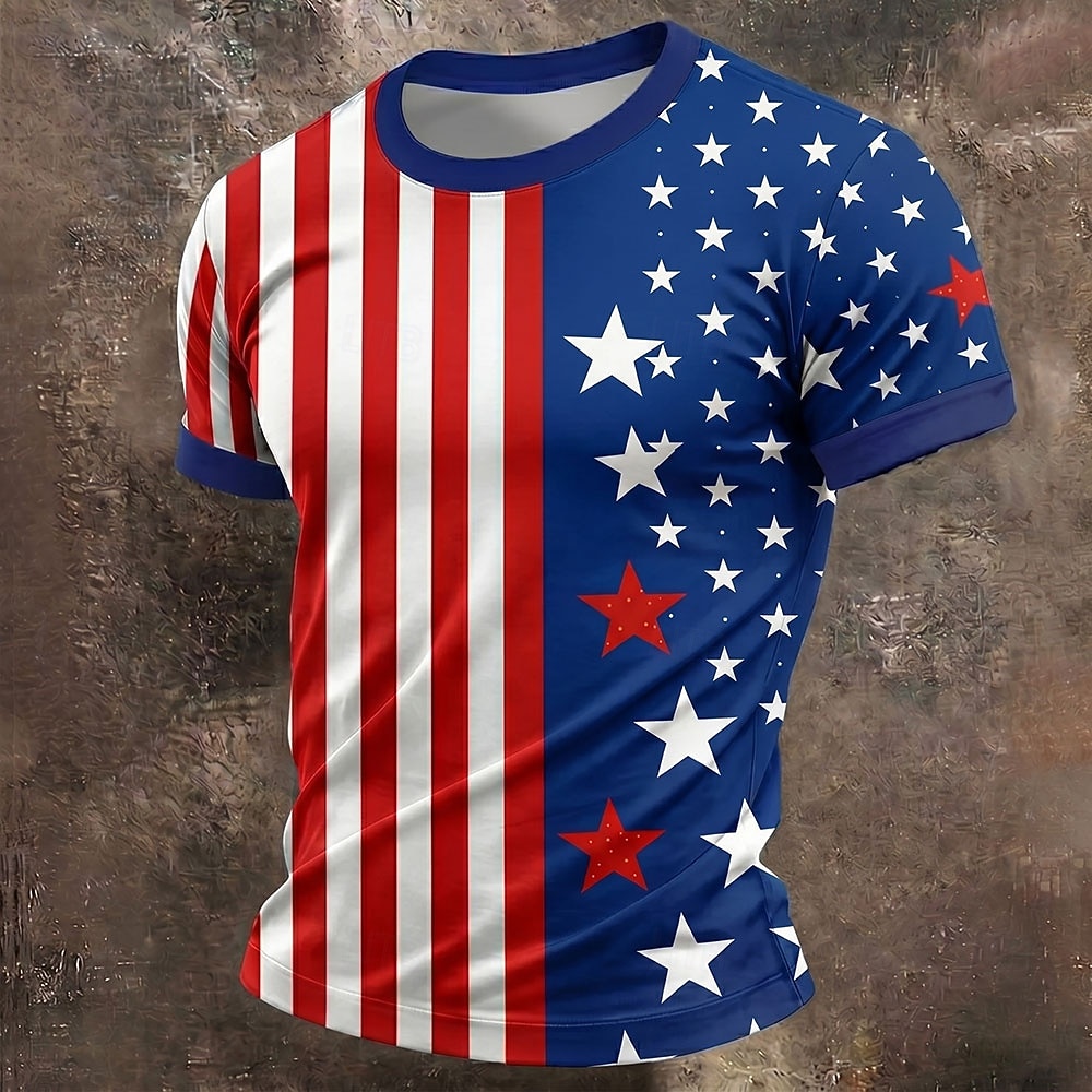 Herren 250. Jubiläum Patriotische Amerikanische Flagge 1776 2026 Grafik T-Shirt Kurzarm Rundhals Sommer Straßen Top 2026 - $18.99 –P4