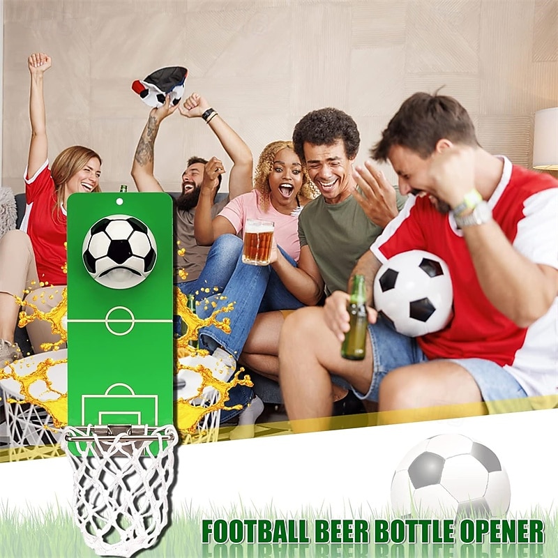 Ouvre-bouteille magnétique amusant en forme de ballon de foot/basket pour le frigo ou le mur, ouvre-bouteille mural avec filet de récupération des capsules, cadeau sportif original pour papa, petit de 2026 ? $36.99 –P3