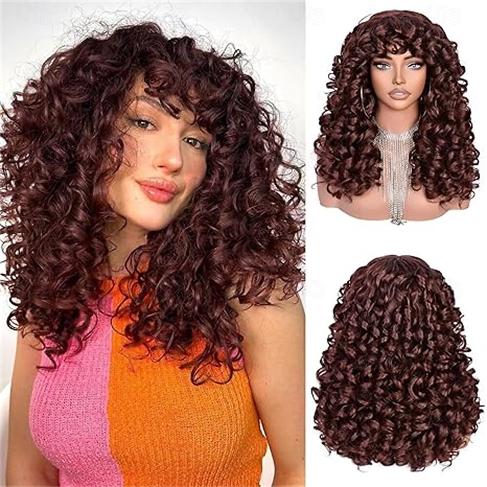 Black Curly Wig with Bangs for Black Women Long Curly Afro Wig Big Bouncy Fluffy Synthetic Fiber Glueless Hair for Cosplay and Daily 17 Inch 2026 - $32.99 –P6