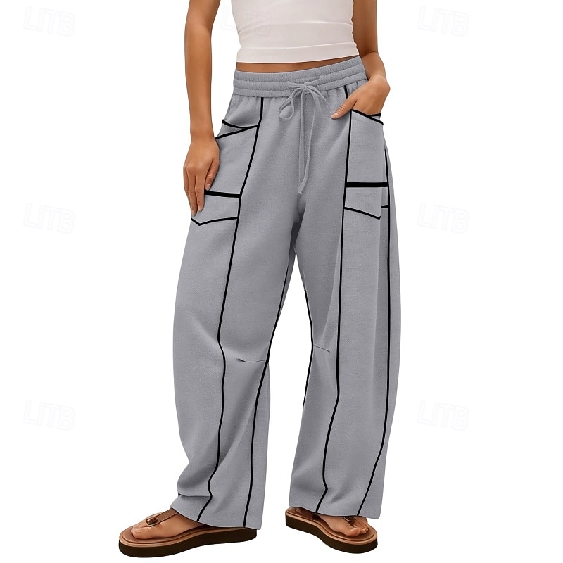 Mujer Pantalones de lino y algodón Pantalones Pantalones casuales Pantalones de verano Vacaciones Moda Ropa de calle Longitud total Alta cintura Retazos Bolsillo Cintura elástica Comodidad Cómodo 2026 - $26.99 –P11