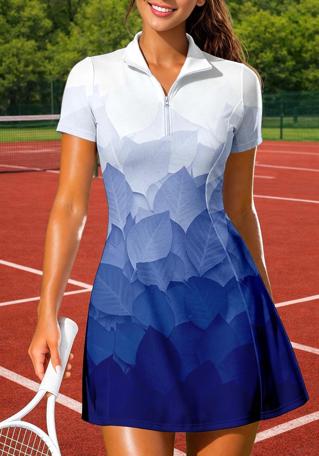 Damskie Gradient Sukienka sportowa Sukienka polo do tenisa Krótki rękaw Quarter Zip UPF50+ Elastyczny Odvádí pot Oddychający Siatkówka Bransoletka tenisowa Golf Wieczorne Sukienka Niebieski Odzie 2026 - $27.99 –P2