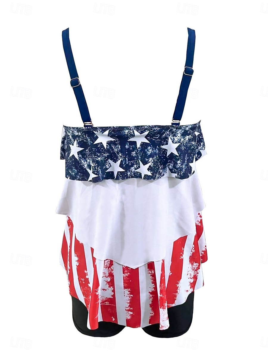 Per donna Costumi da bagno Tankini Due pezzi Shorts Costume da bagno Controllo della Pancia Vita alta Snello Senza schiena Vacanza Abbigliamento da Spiaggia Bandiera Collo a U Senza Maniche Costumi del 2026 a $28.99 –P9