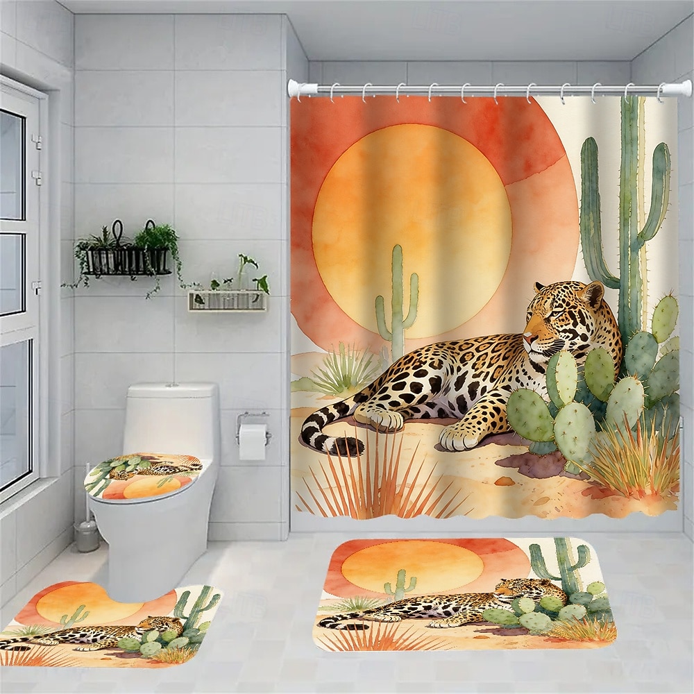 Modern Creative Bathroom Shower Curtain and Bath Mat Set, Polyester Waterproof, Mildew Resistant, Quick Dry, Non Slip, Easy to Clean, Home Bathroom Decor 2026 - $55.99 –P3