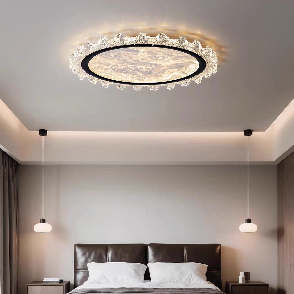 Modern Aluminum Ceiling Lamp, Round Acrylic LED Flush Mount Ceiling Light. Three-Color Dimming, Eye Protection, Round Design Close to Ceiling Fixture, for Bedroom Living Room 2026 - $194.99 –P2