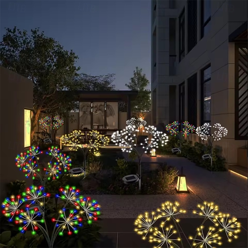 Guirlande lumineuse solaire en forme de pissenlit, effet feu d'artifice - 2 modes d'éclairage pour jardin, pelouse, camping, décoration de fête (1 pièce) de 2026 ? $19.99 –P8