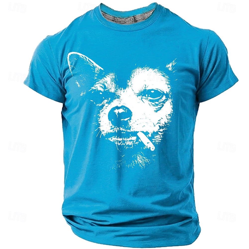 Maglietta da uomo con chihuahua che fuma una sigaretta, streetwear grintoso, meme divertente, vestibilità regolare, stile thug life, cane cattivo, abbigliamento casual quotidiano firmato, taglie S, M, del 2026 a $19.99 –P3