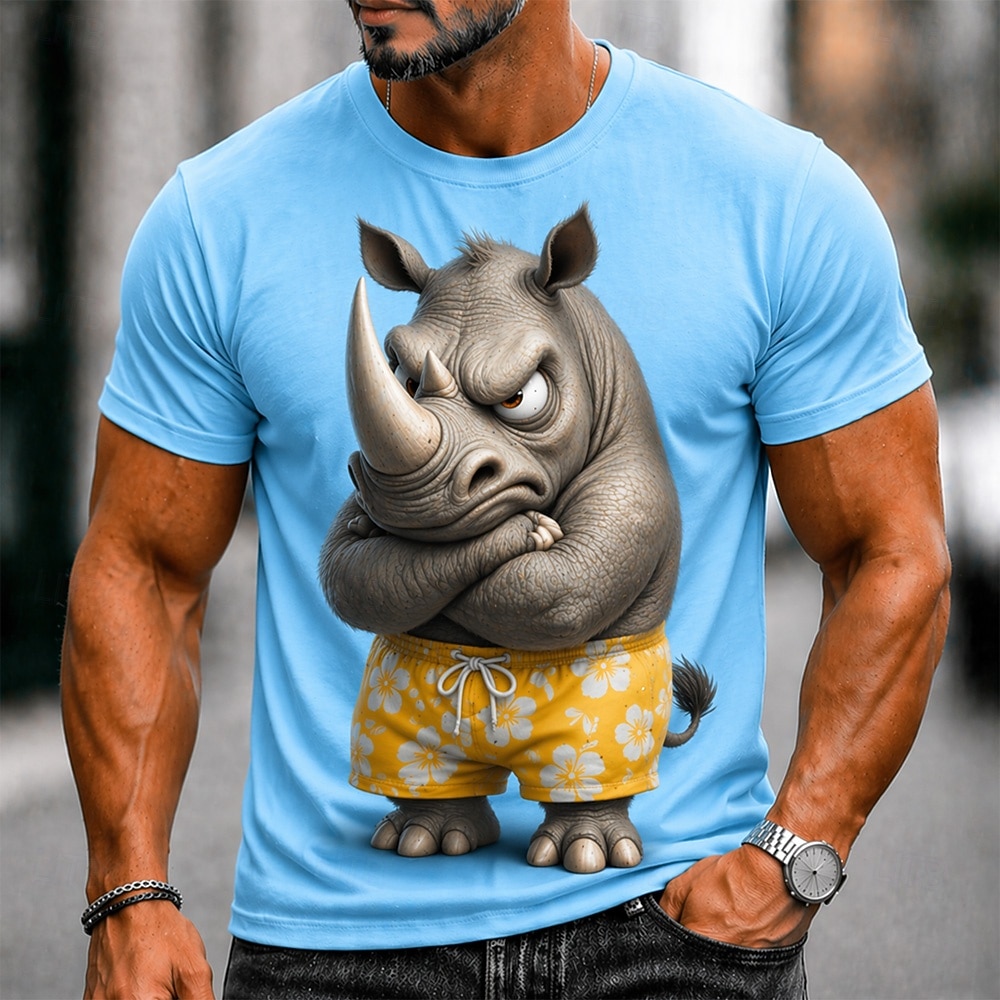 Voor heren dier Grappig T-shirt Korte mouw T-shirt 3D-afdrukken Strakke ronde hals Overhemd overdreven Ontwerper Feest Feestdagen blauw Zwart Wit Zomer Lente Kleding S M L XL XXL XXXL 2026 - $8.49 –P3