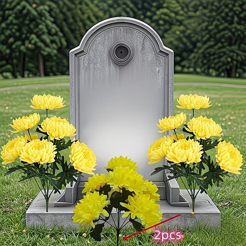 2 flores artificiales para cementerio, ideales para el Día de los Caídos, aptas para cementerios al aire libre y decoración de tumbas. Decoración permanente para cementerios y funerales que no 2026 - $17.99 –P3