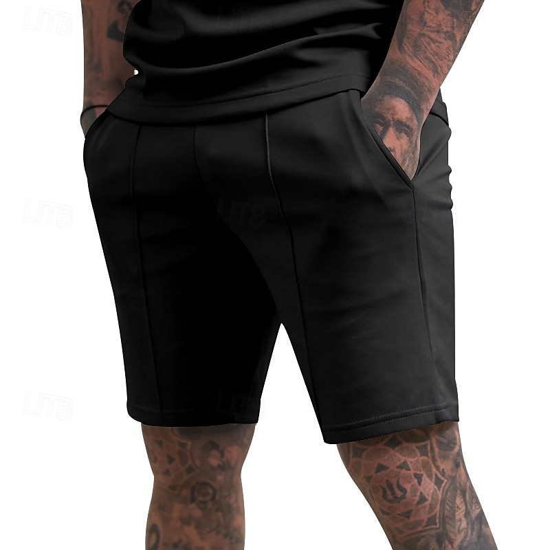 Voor heren Sweat short Korte broek Zomer korte broeken Casual korte broek Zak Elastische taille Effen kleur Comfort Ademend Knielengte Casual Buiten Vakantie Vakantie Modieus Zwart Wit Micro-elastisch 2026 - $17.99 –P12