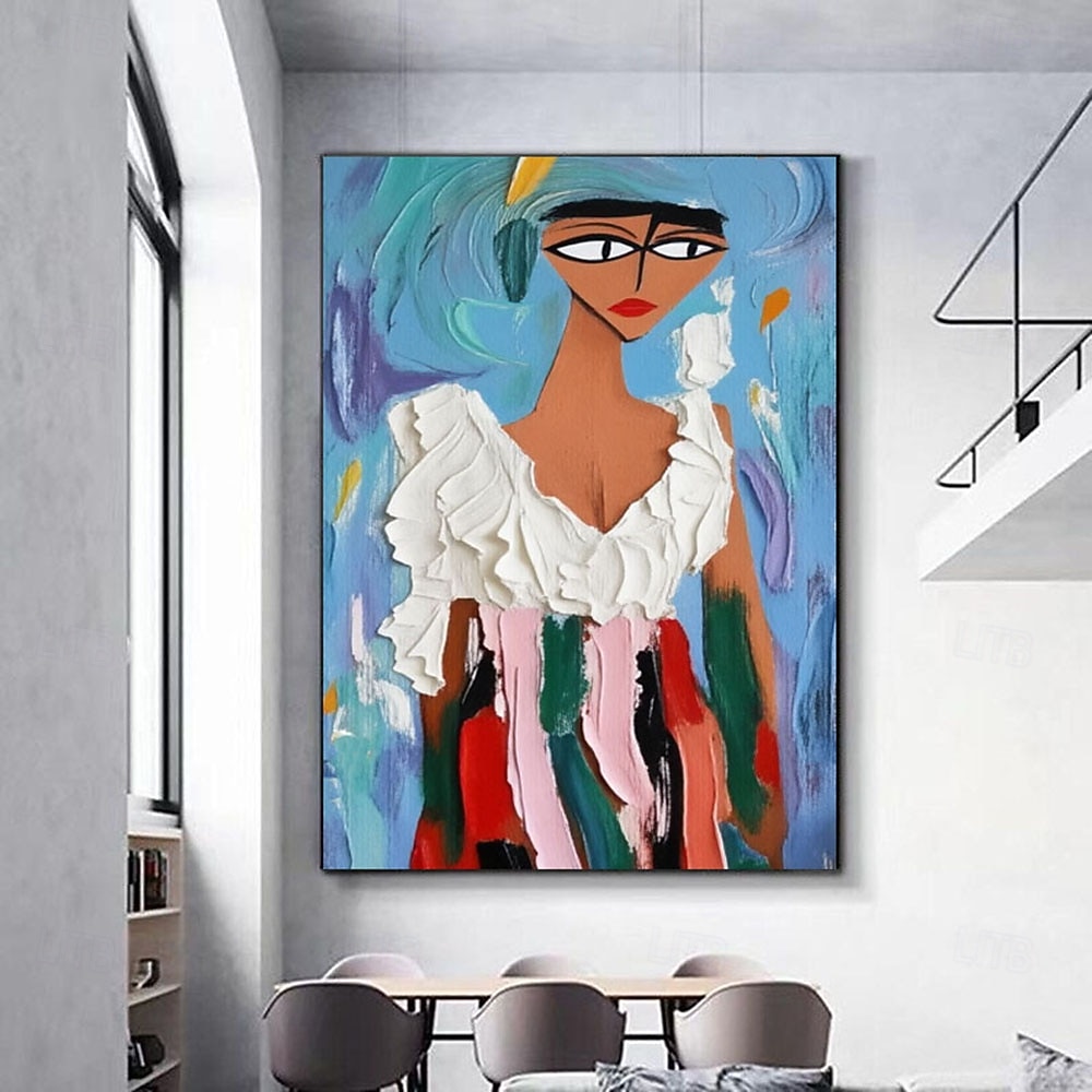 Hand Painted Abstract Portrait Woman Painting Oil Painting on Canvas ...