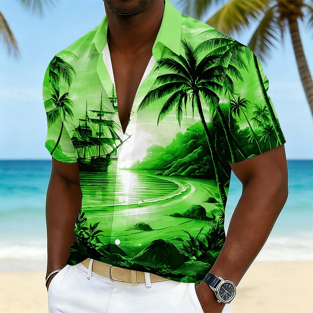 Herren Kokospalme Natur & Landschaft Tropische Pflanzen Sommer Hawaiihemd Tropische Hemden Alohahemd Kurzarm Hawaiianisch Strandurlaub Sommer Frühling Umlegekragen 3D-Druck Hemden mit Knopfleiste 2026 - $25.99 –P3