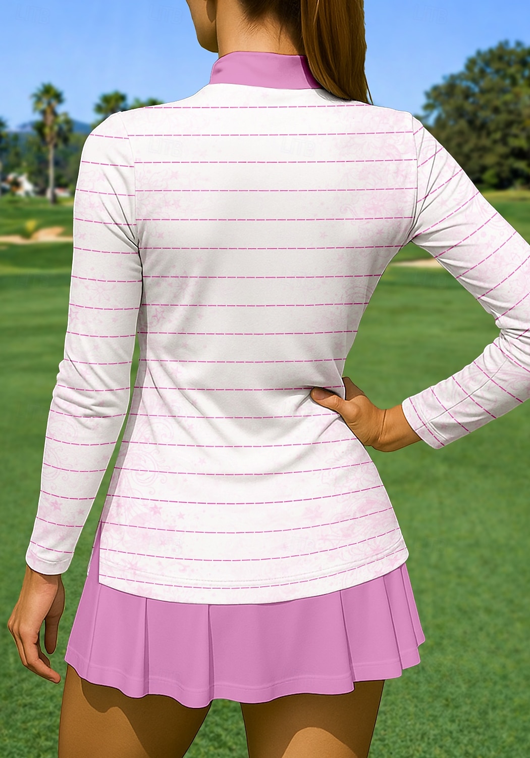 Mulheres Riscas Camisa Esportiva Camisa de tênis Top de tênis Manga Longa Zíper Floral Pullover UPF50+ Resistente a UV Elasticidade Alta Pavio Humido Respirável Voleibal Tênis Golfe Gola Alta Gola de 2026 por $22.99 –P3