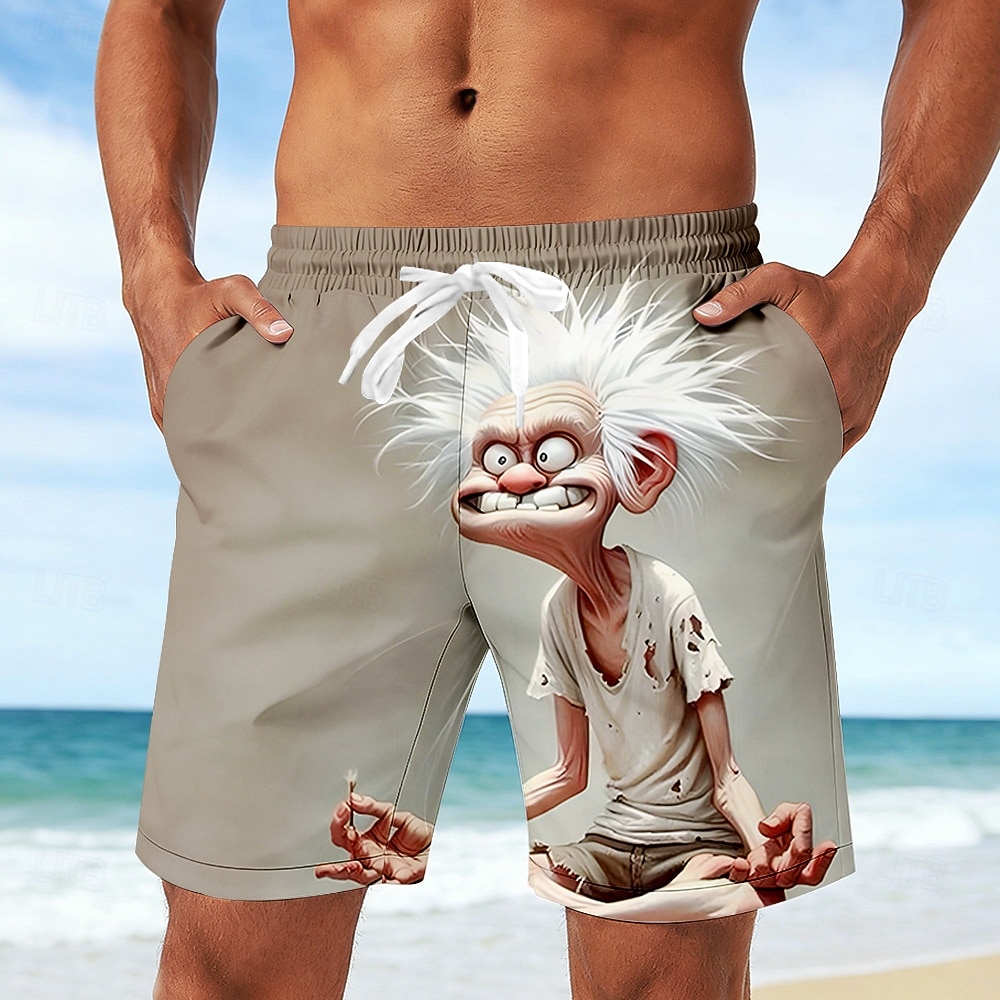 Herre Tegneseriefigurer Morsom Gammel mann Badeshorts Surfeshorts Medium Midje Retro / vintage utendørs Feriereise Hverdag Sidelommer Mesh fôr Elastisk snøring i midjen Designer Klær 2026 - $20.99 –P2