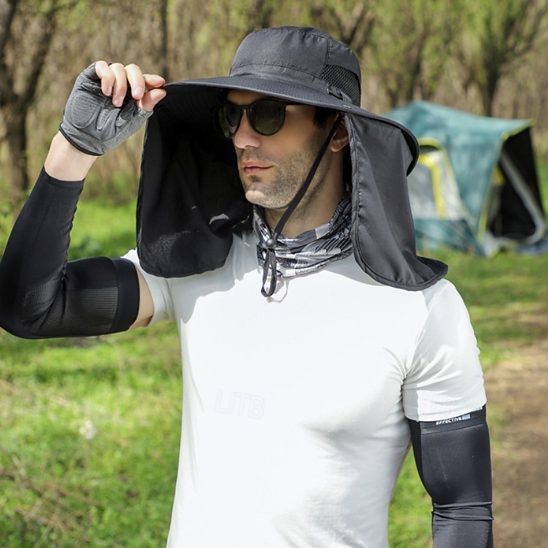 Zonnehoed Wandelhoed Vispet Hoed Kampeerhoed waterdicht Zonbescherming UV-Bescherming Zomer Lente Herfst Trekkoord Brede rand met nekflap Voor heren Vissen Activiteit 2026 - $17.99 –P6