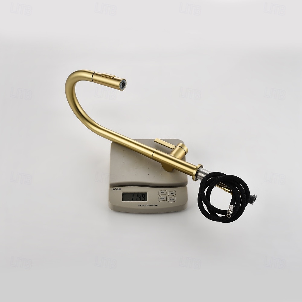 Кухонный смеситель с выдвижным распылителем, однорычажный смеситель с высоким изливом для мойки, прочная латунная конструкция, двухфункциональная распылительная головка, простая установка. 2026 - $216.99 –P22