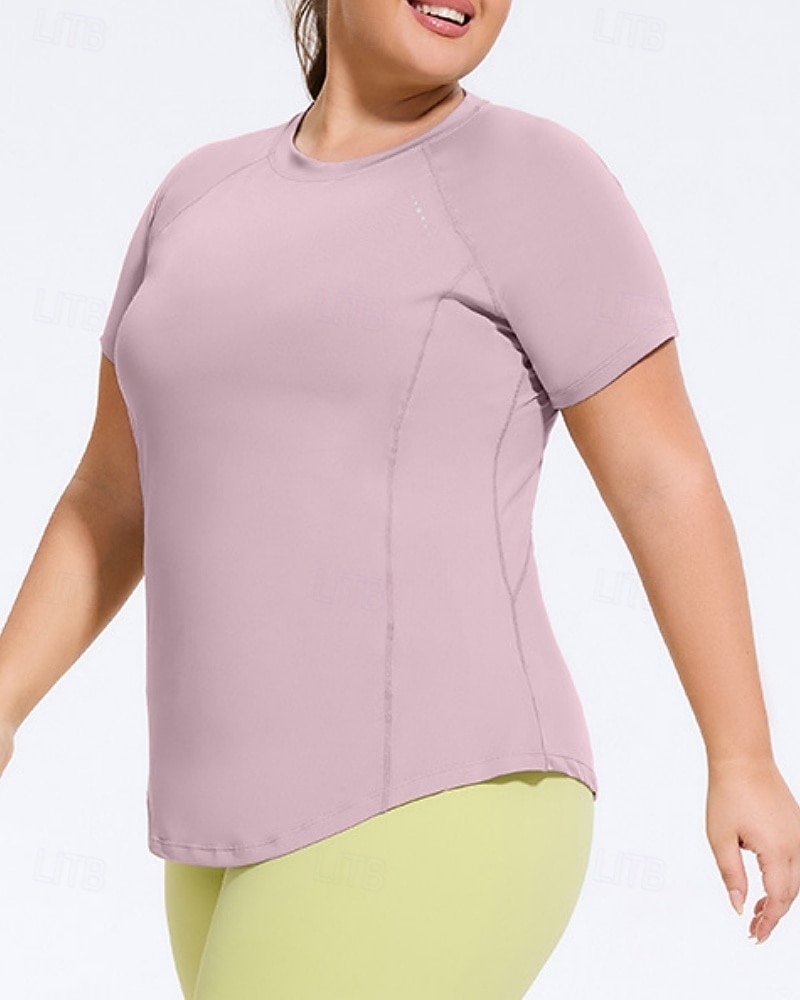 Women's Yoga Tops Workout Tops Crew Neck Skin Friendly Lightweight Comfortable Plus Size Short Sleeve Sports Solid Color Top For Gym Workout Running Fitness Loose Fit Activewear 2026 - $22.99 –P5